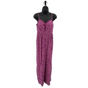 Knox Rose Jumpsuit WMNS M Pink/Purple Floral Paisley Wide Leg Spaghetti Straps